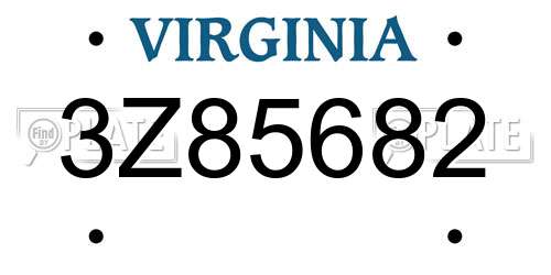 3Z85682 Virginia License Plate