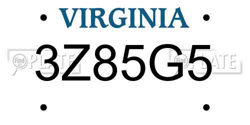 3Z85G5 Virginia License Plate