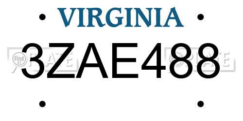 3ZAE488 Virginia License Plate