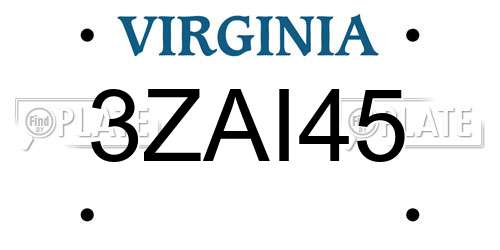 3ZAI45 Virginia License Plate