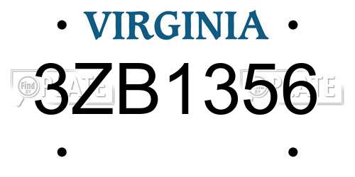 3ZB1356 Virginia License Plate