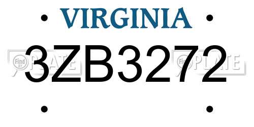 3ZB3272 Virginia License Plate