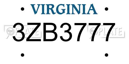 3ZB3777 Virginia License Plate