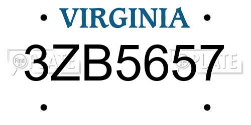 3ZB5657 Virginia License Plate