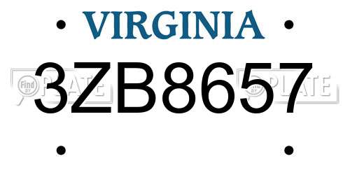 3ZB8657 Virginia License Plate