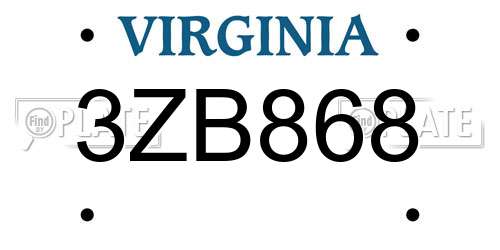 3ZB868 Virginia License Plate