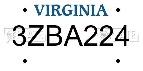 3ZBA224 Virginia License Plate