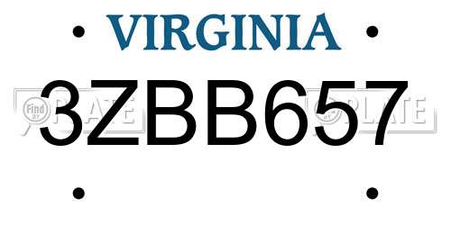 3ZBB657 Virginia License Plate