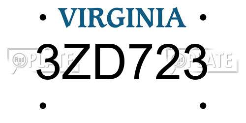 3ZD723 Virginia License Plate