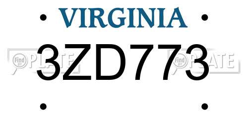 3ZD773 Virginia License Plate