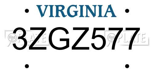 3ZGZ577 Virginia License Plate
