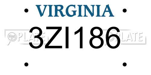 3ZI186 Virginia License Plate