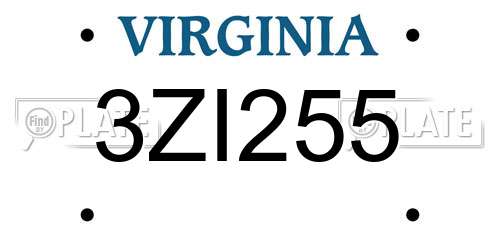 3ZI255 Virginia License Plate