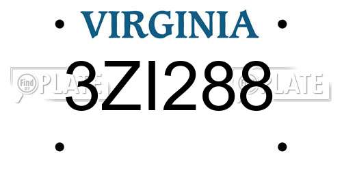 3ZI288 Virginia License Plate