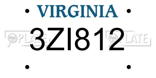 3ZI812 Virginia License Plate