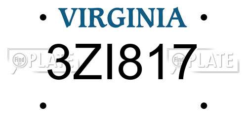 3ZI817 Virginia License Plate