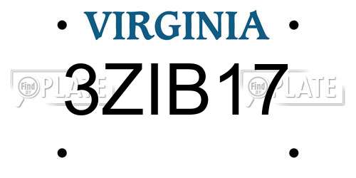 3ZIB17 Virginia License Plate