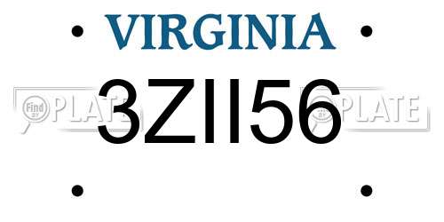 3ZII56 Virginia License Plate