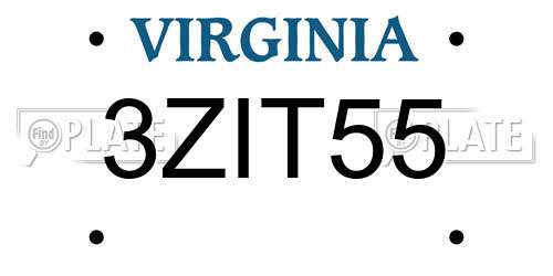 3ZIT55 Virginia License Plate
