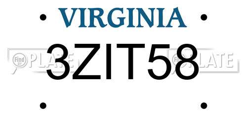 3ZIT58 Virginia License Plate