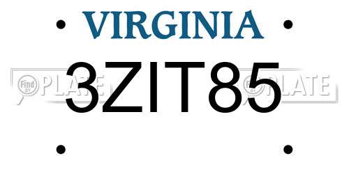 3ZIT85 Virginia License Plate