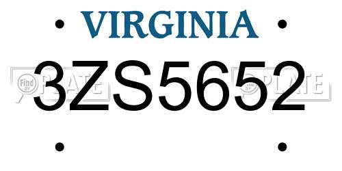 3ZS5652 Virginia License Plate