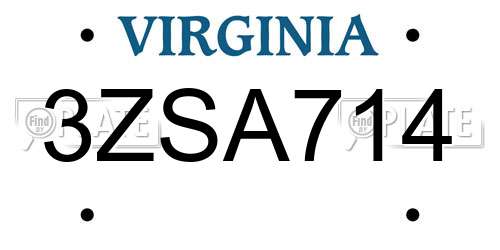 3ZSA714 Virginia License Plate