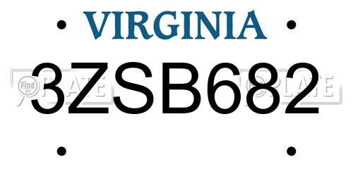 3ZSB682 Virginia License Plate