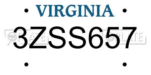 3ZSS657 Virginia License Plate