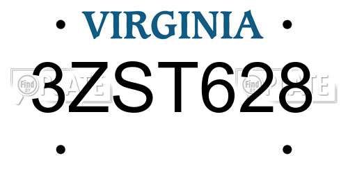3ZST628 Virginia License Plate