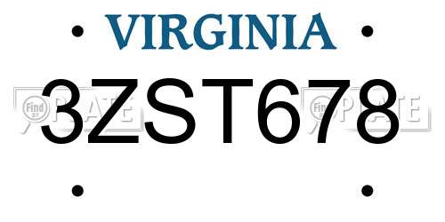 3ZST678 Virginia License Plate
