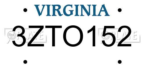 3ZTO152 Virginia License Plate