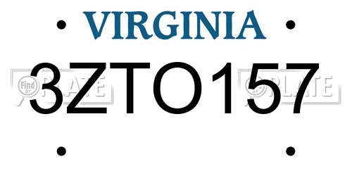 3ZTO157 Virginia License Plate