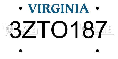 3ZTO187 Virginia License Plate