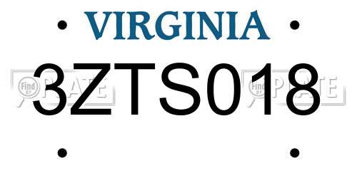 3ZTS018 Virginia License Plate