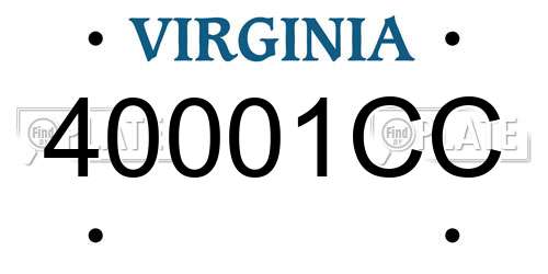 40001CC Virginia License Plate