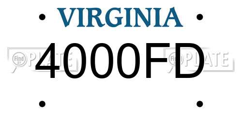 4000FD Virginia License Plate