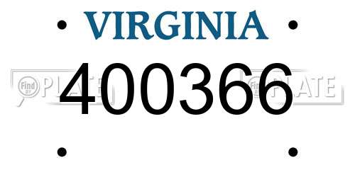 400366 Virginia License Plate