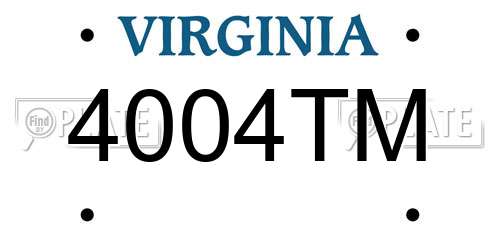 4004TM Virginia License Plate
