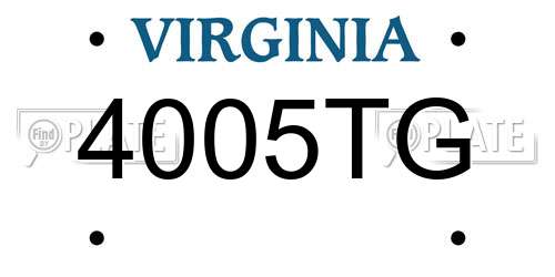 4005TG Virginia License Plate