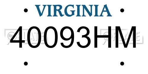 40093HM Virginia License Plate