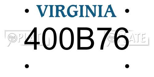 400B76 Virginia License Plate