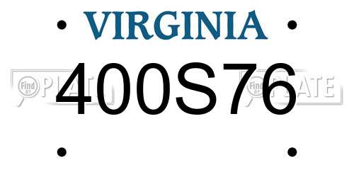 400S76 Virginia License Plate