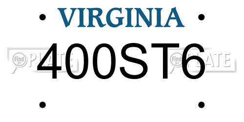 400ST6 Virginia License Plate