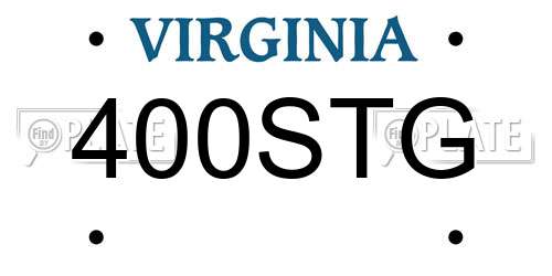 400STG Virginia License Plate