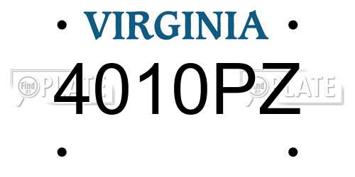 4010PZ Virginia License Plate