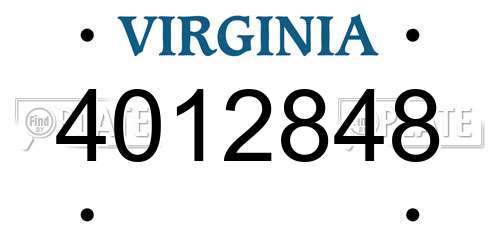 4012848 Virginia License Plate