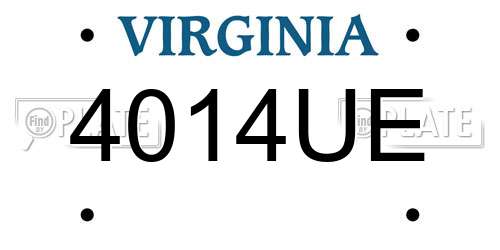 4014UE Virginia License Plate