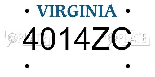 4014ZC Virginia License Plate