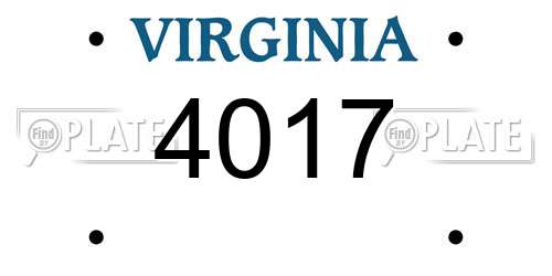 4017 Virginia License Plate
